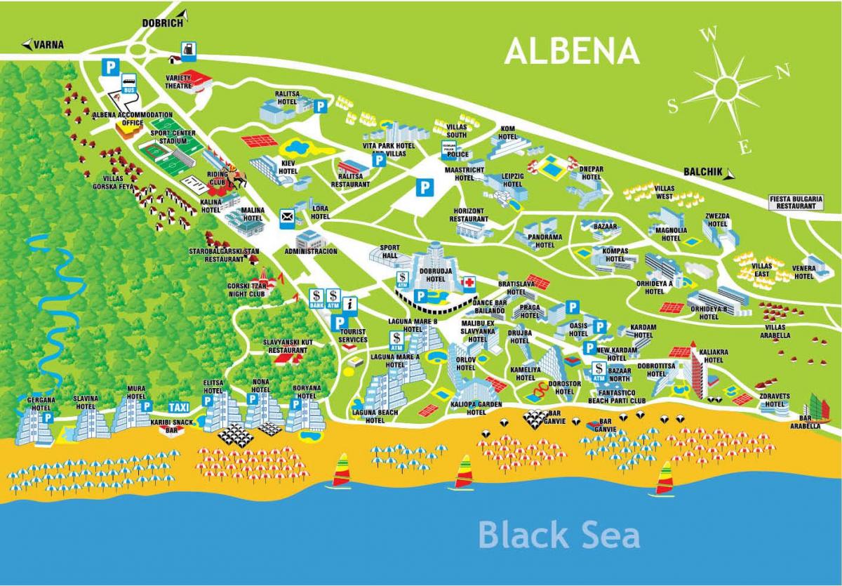 mapa de albena Bulgária