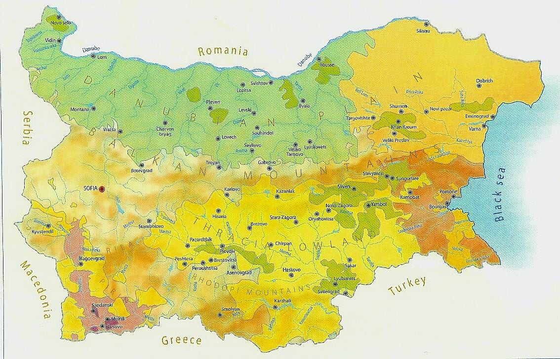 mapa da Bulgária clima