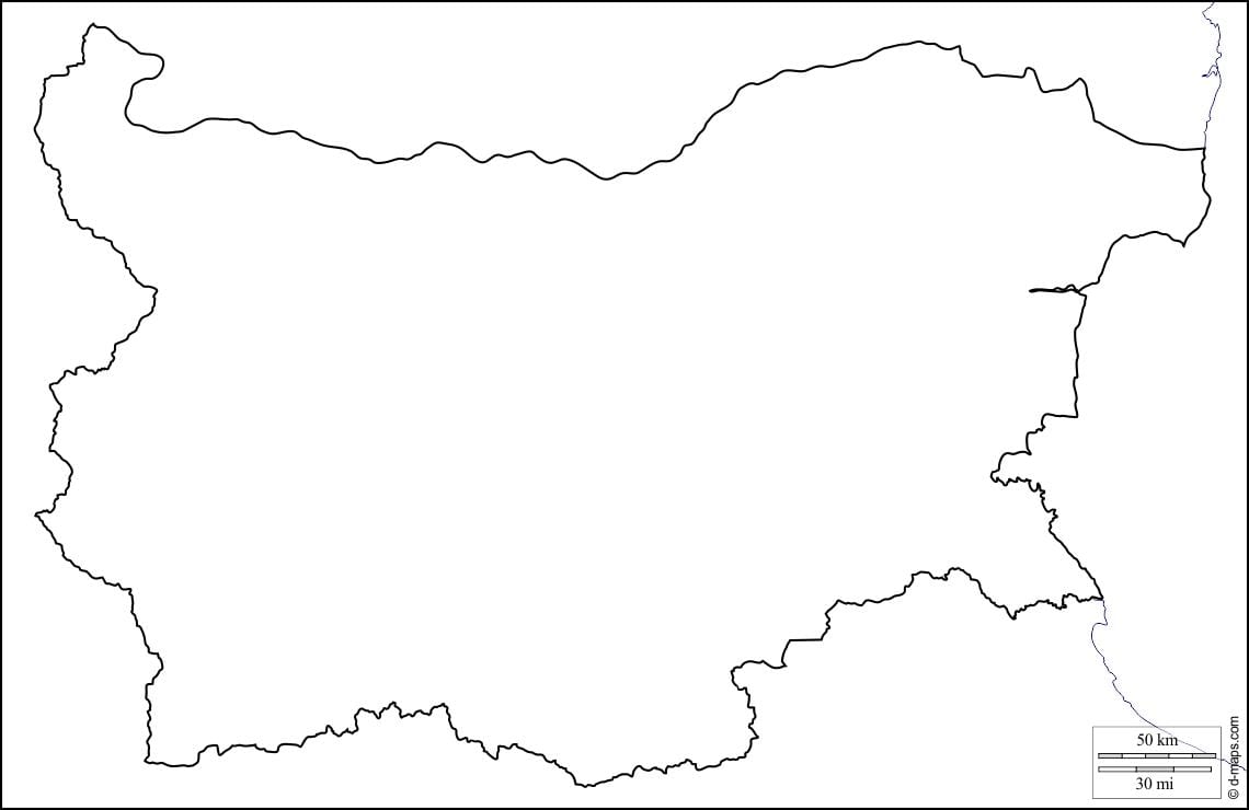 mapa da Bulgária contorno do mapa