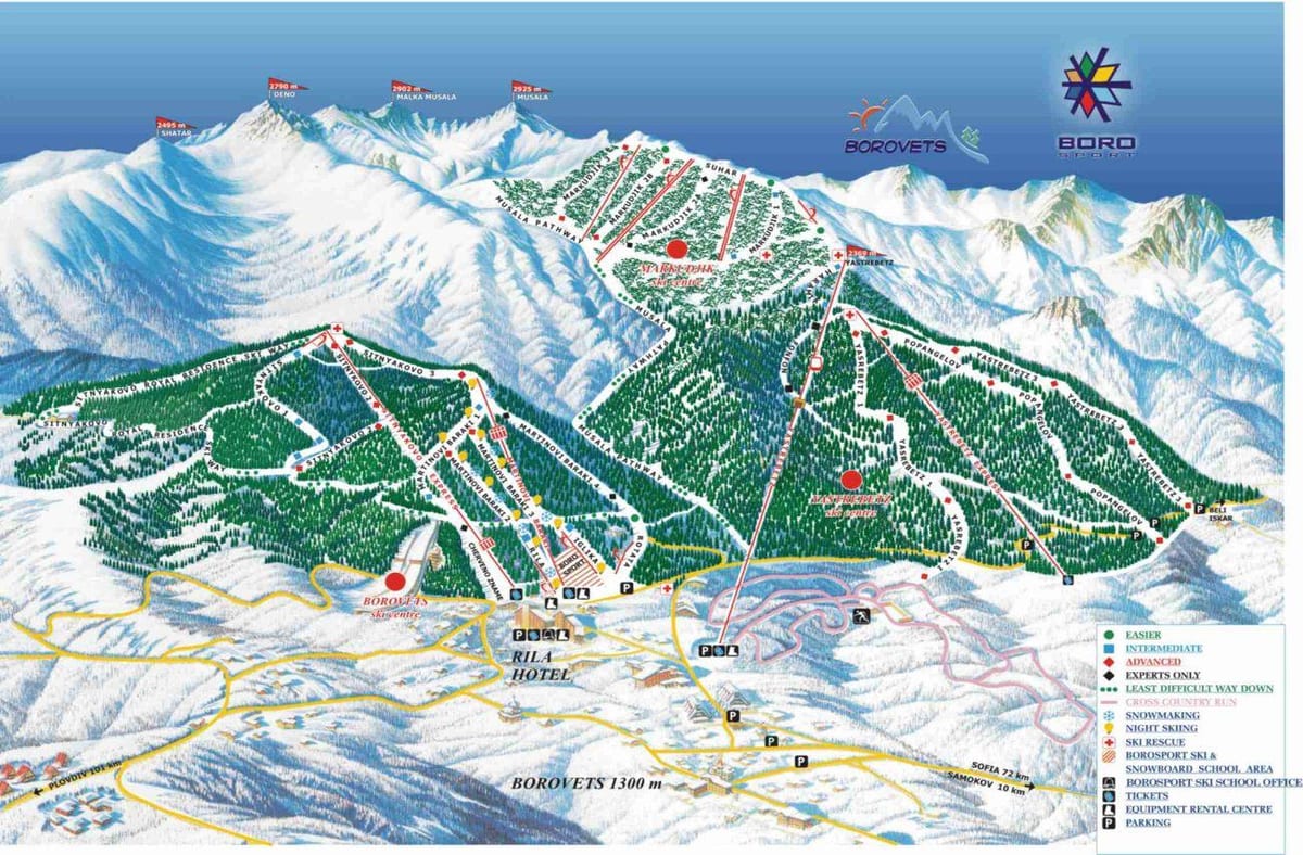 Bulgária esqui mapa