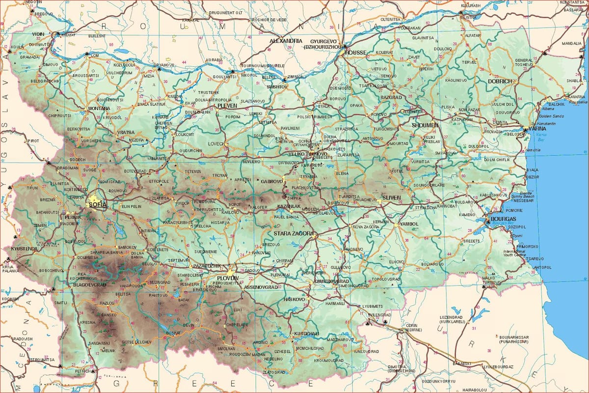 Bulgária estradas mapa