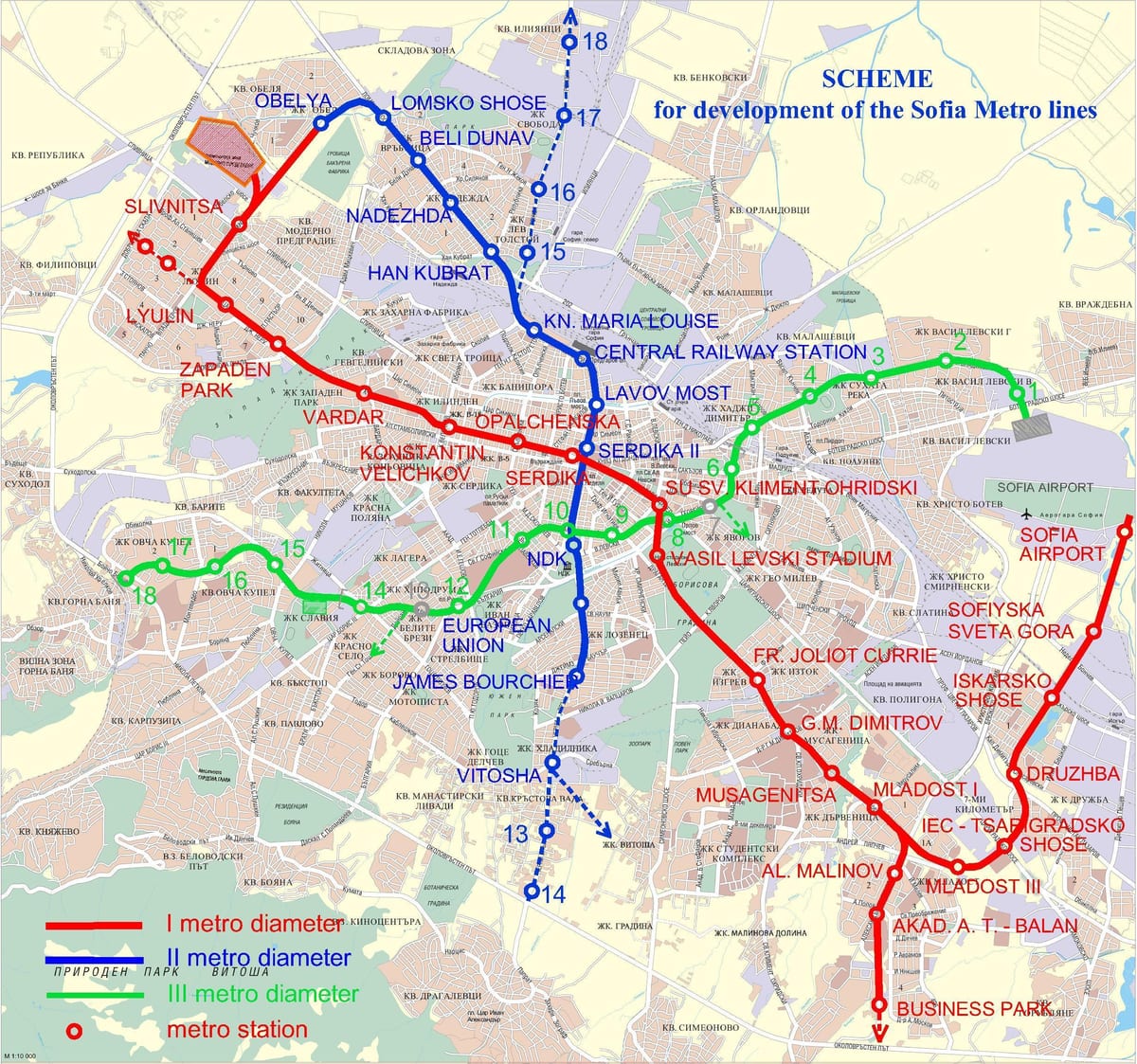 mapa da Bulgária metro