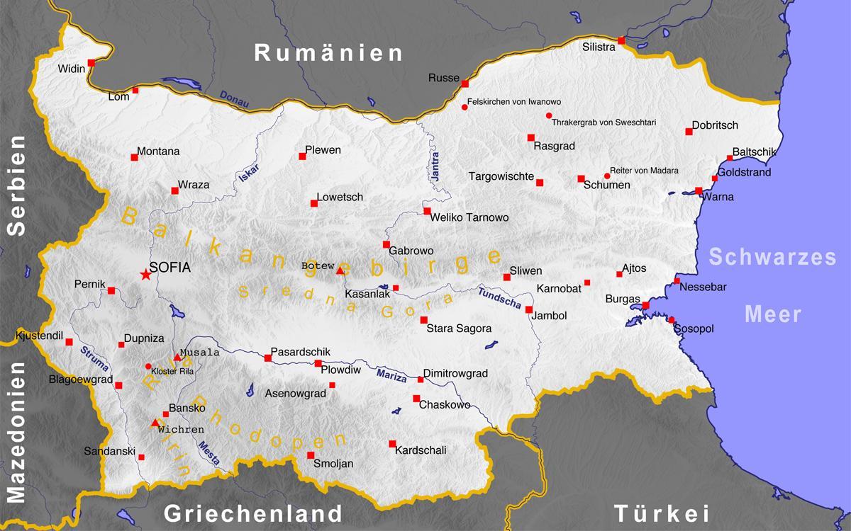 Bulgária cidades mapa