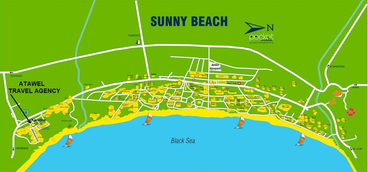 mapa de sunny beach, Bulgária