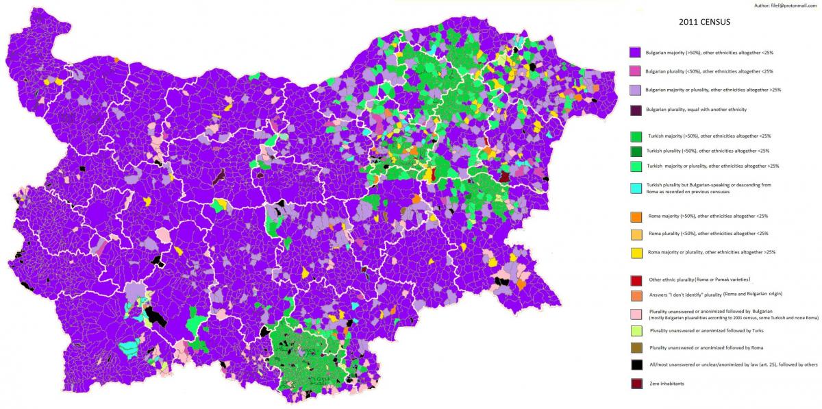 mapa da Bulgária étnica