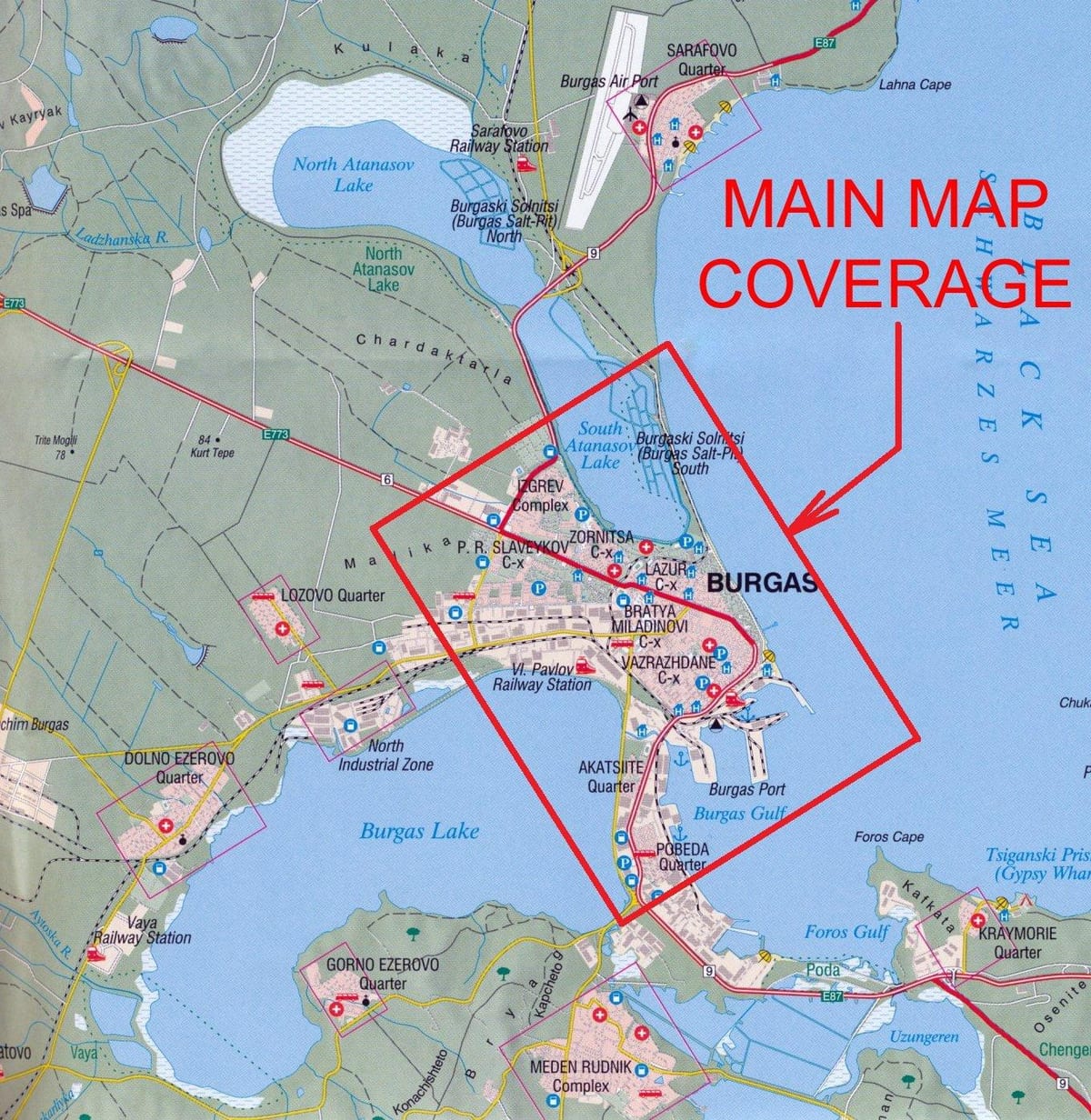 mapa de burgas, Bulgária