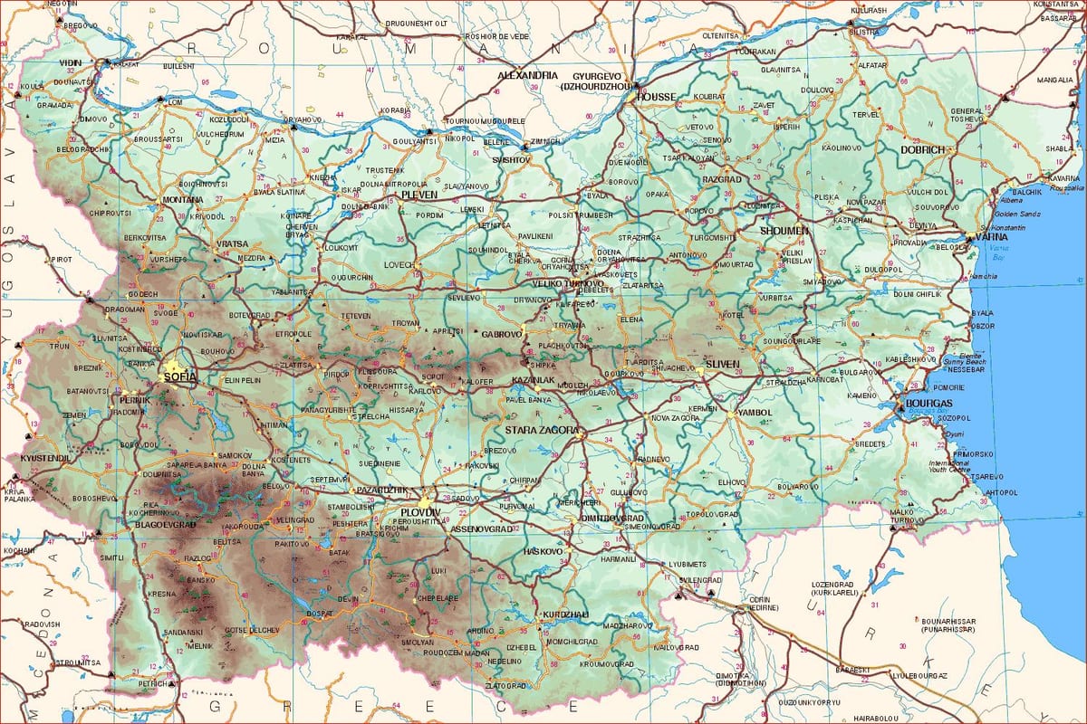 mapa da costa búlgara