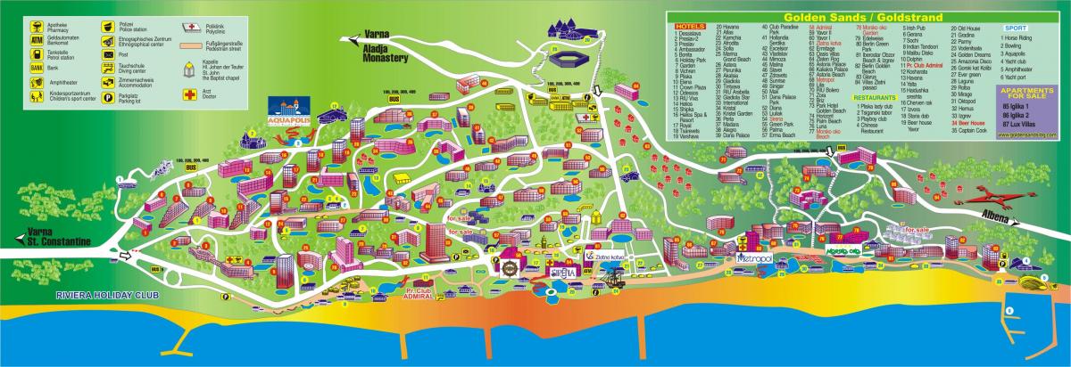 golden beach, Bulgária mapa