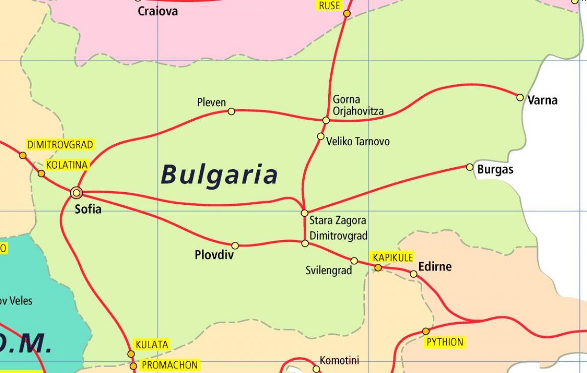 Bulgária trem mapa