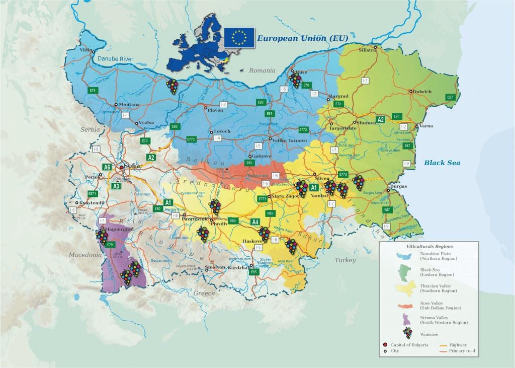 mapa do vinho búlgaro