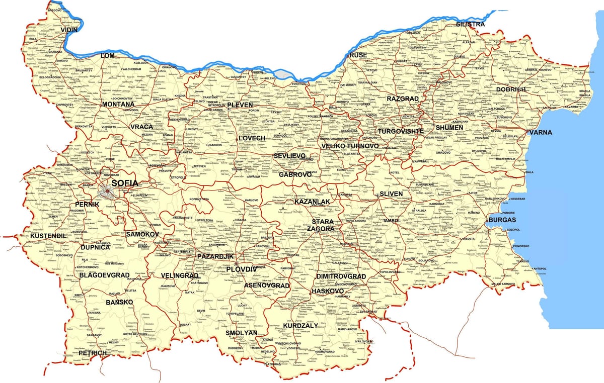 Bulgária mapa do país