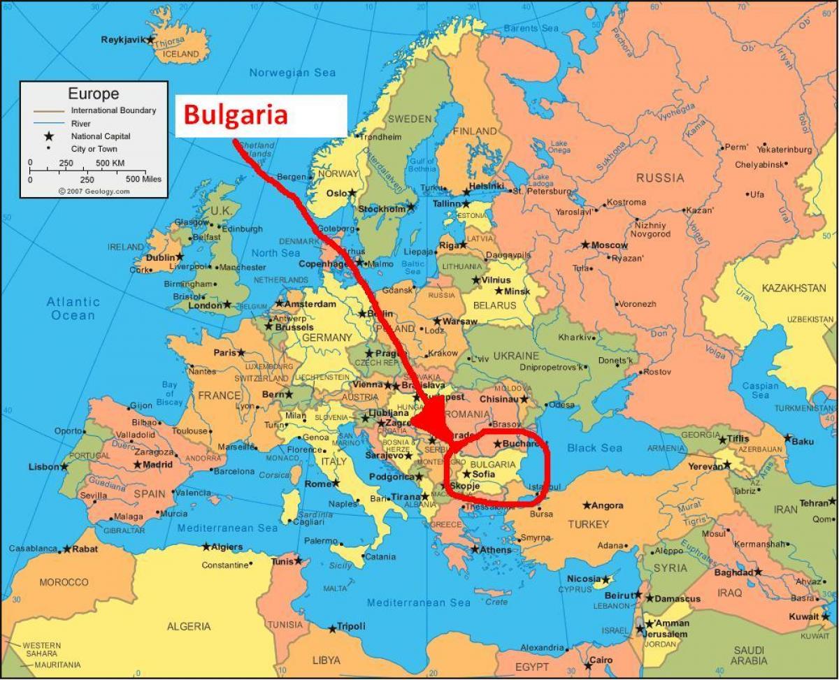 mapa da Bulgária países vizinhos