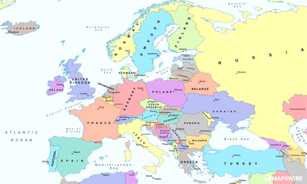 mapa da europa mostrando Bulgária