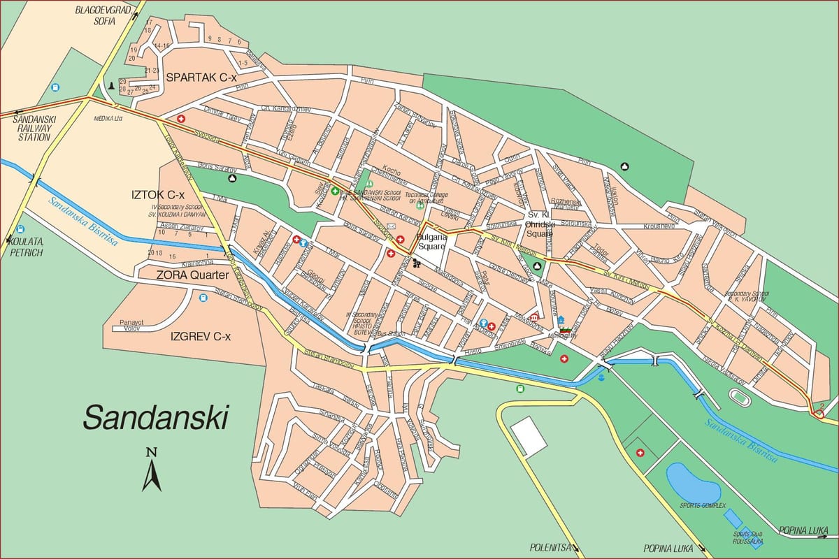 mapa de sandanski Bulgária