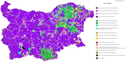 Mapa da Bulgária étnica