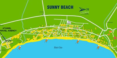Mapa de sunny beach, Bulgária