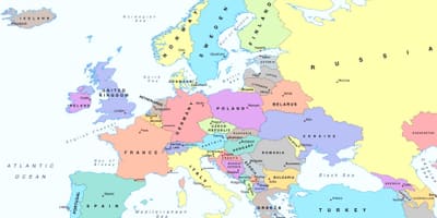Mapa da europa mostrando Bulgária